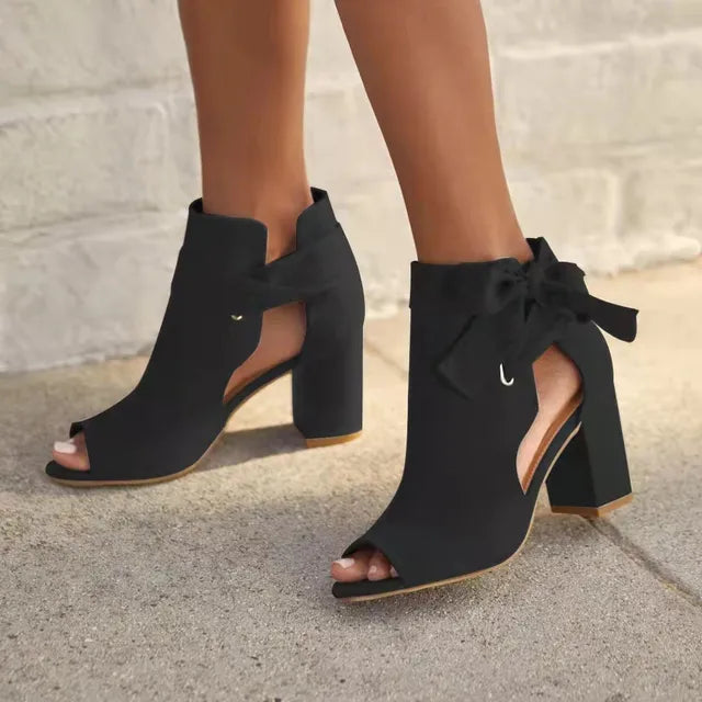 Women's ankle boots vegan leather | lacing | elegant heel